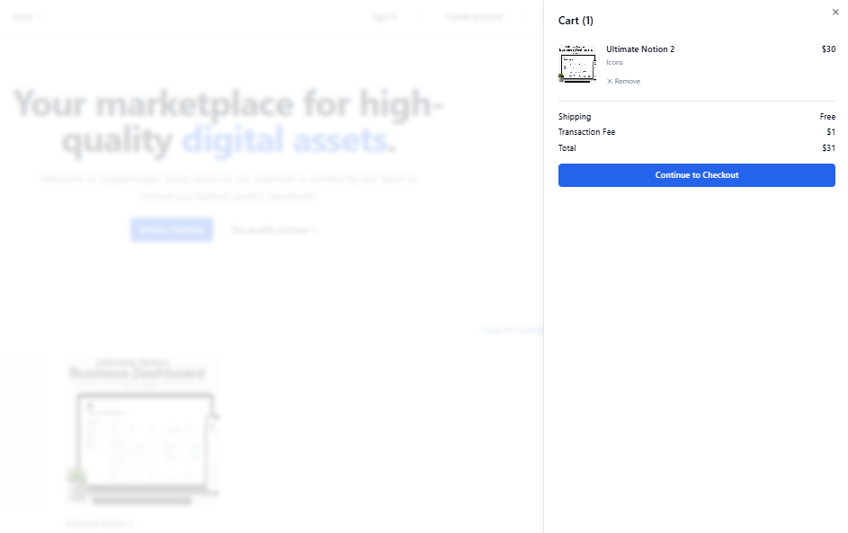Shopping cart in DigitalHippo