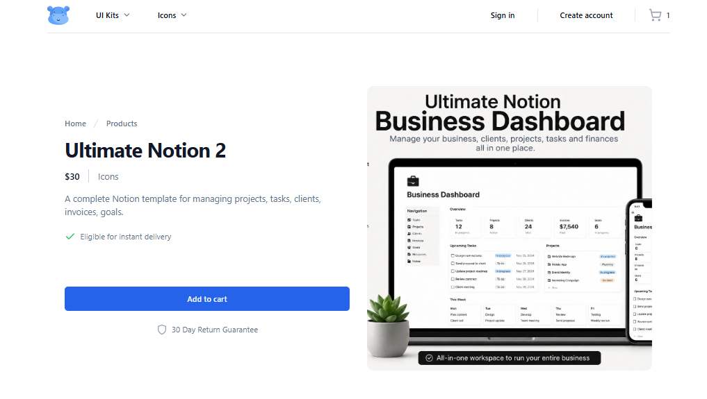 Digital product detail in DigitalHippo
