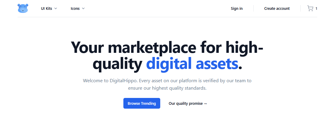 DigitalHippo marketplace main view