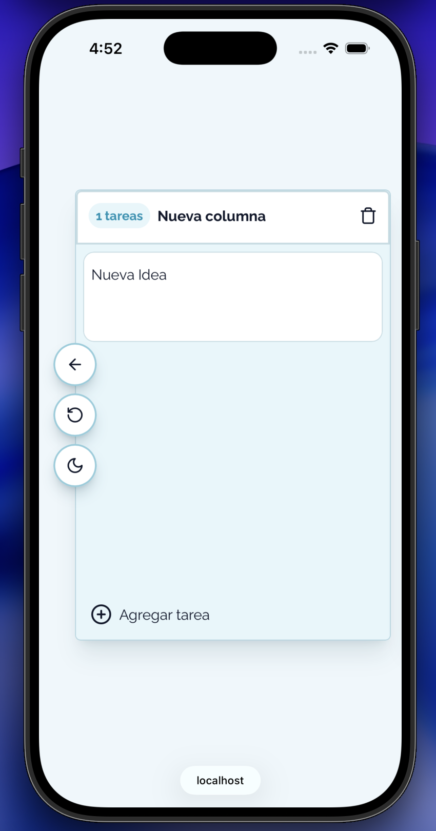 OrganizaBoard mobile board in light theme